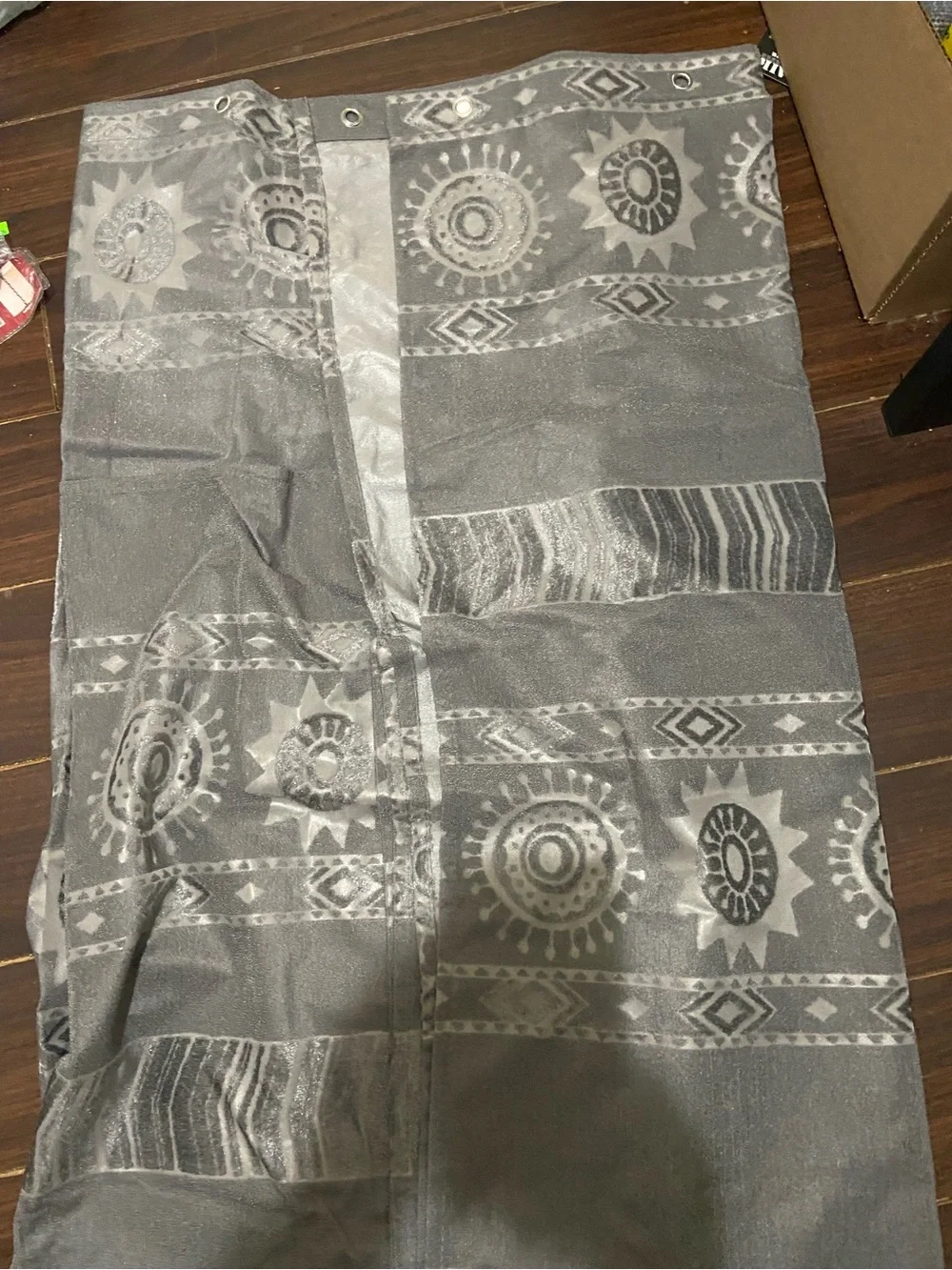 Gray Patterned Grommet Curtain Panel